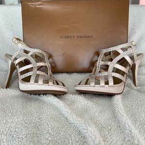 Audrey Brooke Champagne Strappy Heels size 7